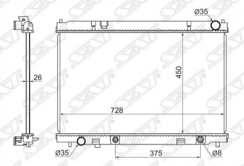 Радиатор двигателя (пластинчатый, АКПП) SAT INFINITI M35 Y50 дорестайлинг (2004-2008)
