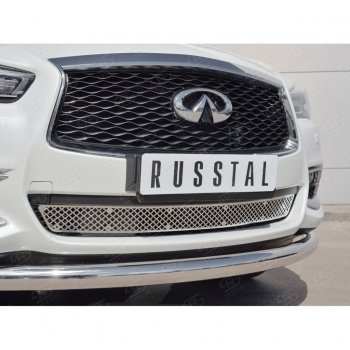 4 849 р. Решетка радиатора Russtal лист (нерж) INFINITI QX60 L50 рестайлинг (2016-2021) (Неокрашенная)  с доставкой в г. Москва. Увеличить фотографию 2