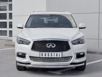 20 649 р. Защита переднего бампера (2 трубыØ63 и 42 мм, нержавейка) SLITKOFF  INFINITI QX60  L50 (2016-2021) рестайлинг  с доставкой в г. Москва. Увеличить фотографию 2