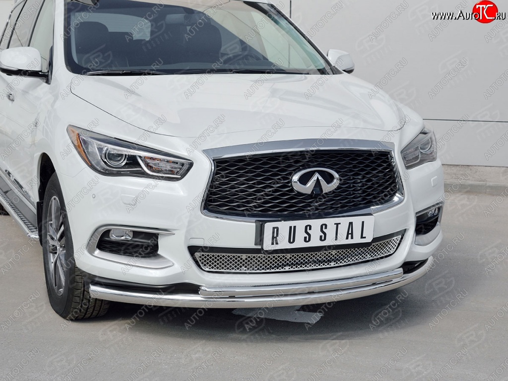 20 649 р. Защита переднего бампера (2 трубыØ63 и 42 мм, нержавейка) SLITKOFF  INFINITI QX60  L50 (2016-2021) рестайлинг  с доставкой в г. Москва