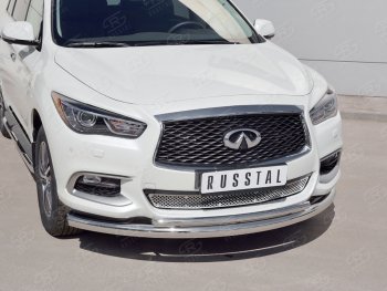 Защита заднего бампера (Ø76 и 42 мм, нержавейка) SLITKOFF INFINITI QX60 L50 рестайлинг (2016-2021)