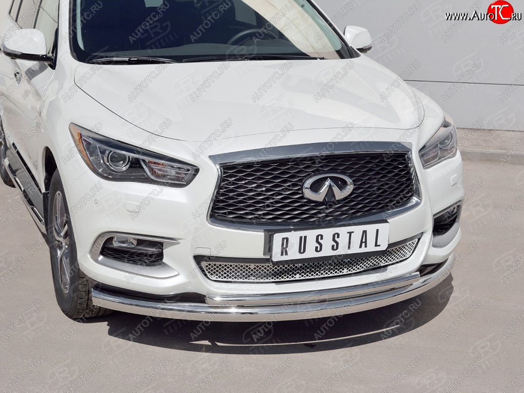 23 649 р. Защита заднего бампера (Ø76 и 42 мм, нержавейка) SLITKOFF INFINITI QX60 L50 рестайлинг (2016-2021)  с доставкой в г. Москва