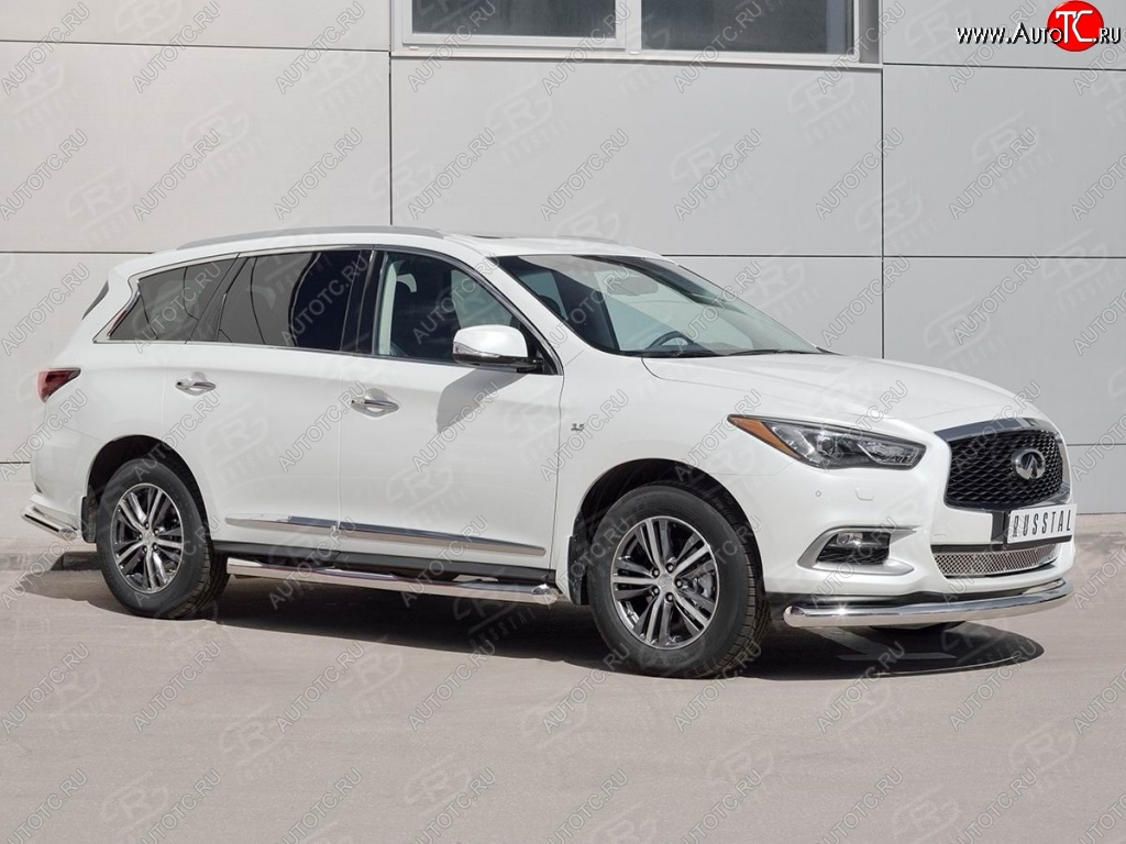 18 349 р. Защита переднего бампера (Ø76 мм, нержавейка) SLITKOFF  INFINITI QX60  L50 (2016-2021) рестайлинг  с доставкой в г. Москва