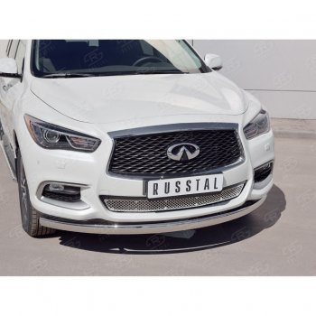 17 749 р. Защита переднего бампера (Ø75х42 мм, нержавейка) Russtal INFINITI QX60 L50 рестайлинг (2016-2021)  с доставкой в г. Москва. Увеличить фотографию 2