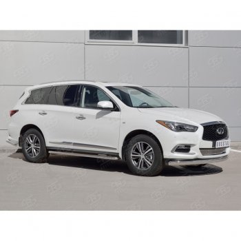 17 749 р. Защита переднего бампера (Ø75х42 мм, нержавейка) Russtal INFINITI QX60 L50 рестайлинг (2016-2021)  с доставкой в г. Москва. Увеличить фотографию 3