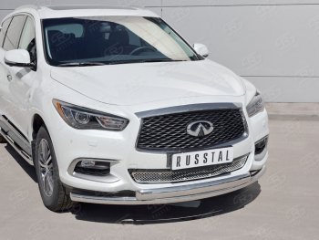 22 949 р. Защита переднего бампера (2 трубыØ63 и 75х42 мм, нержавейка) Russtal INFINITI QX60 L50 рестайлинг (2016-2021)  с доставкой в г. Москва. Увеличить фотографию 2