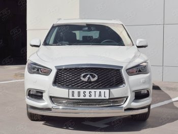 22 949 р. Защита переднего бампера (2 трубыØ63 и 75х42 мм, нержавейка) Russtal INFINITI QX60 L50 рестайлинг (2016-2021)  с доставкой в г. Москва. Увеличить фотографию 3