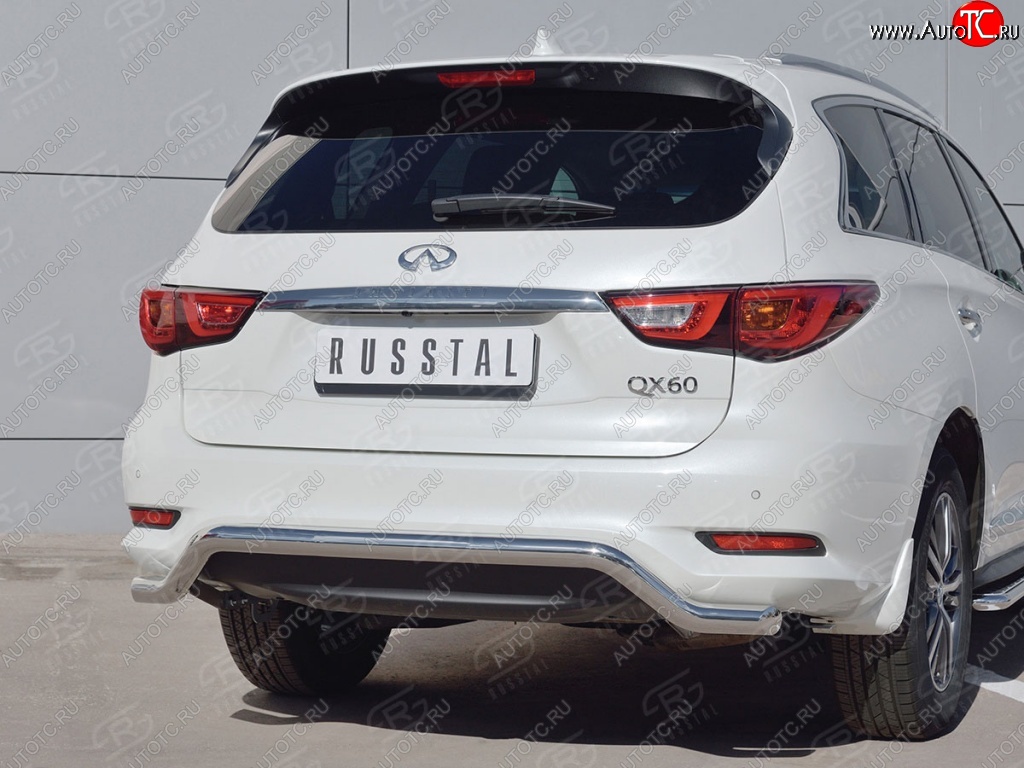 18 699 р. Защита заднего бампера (Ø63 мм волна, нержавейка) SLITKOFF INFINITI QX60 L50 рестайлинг (2016-2021)  с доставкой в г. Москва