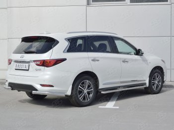 Защита заднего бампера (Ø76 мм уголки, нержавейка) SLITKOFF INFINITI (Инфинити) QX60 (КуХ60)  L50 (2016-2021) L50 рестайлинг