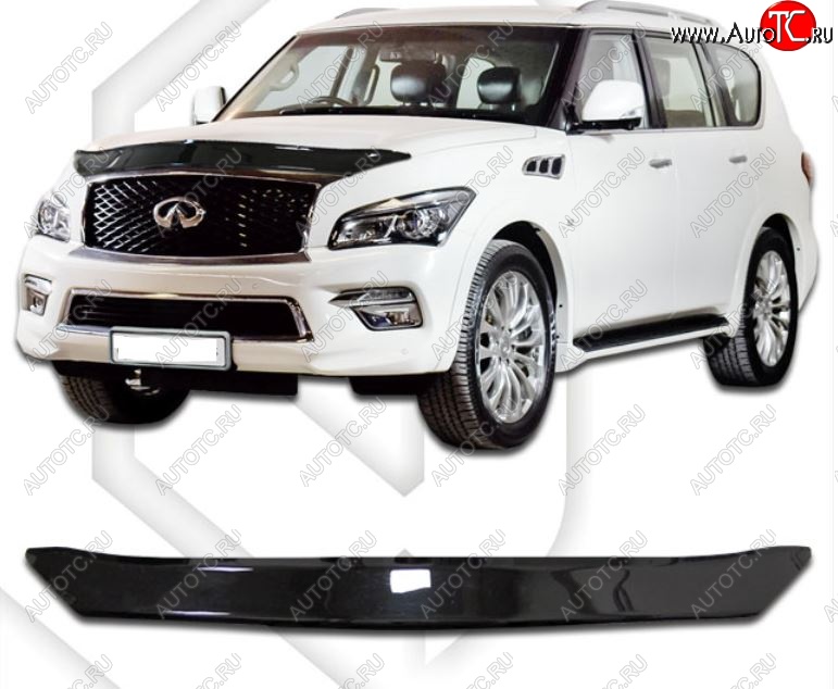 2 099 р. Дефлектор капота CA-Plastiс  INFINITI QX80  Z62 (2014-2018) 1-ый рестайлинг (Classic черный, Без надписи)  с доставкой в г. Москва