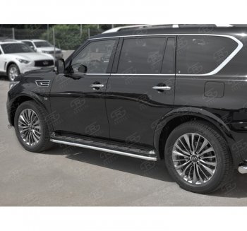 18 349 р. Защита порогов (Ø42 мм, нержавейка) SLITKOFF INFINITI QX80 Z62 2-ой рестайлинг (2018-2024)  с доставкой в г. Москва. Увеличить фотографию 2