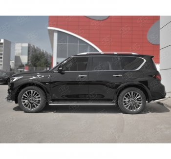 18 349 р. Защита порогов (Ø42 мм, нержавейка) SLITKOFF INFINITI QX80 Z62 2-ой рестайлинг (2018-2024)  с доставкой в г. Москва. Увеличить фотографию 3