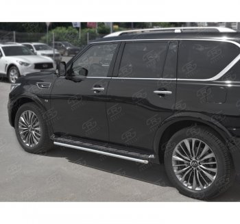 16 799 р. Защита порогов (Ø42 мм, нержавейка) SLITKOFF INFINITI QX80 Z62 2-ой рестайлинг (2018-2024)  с доставкой в г. Москва. Увеличить фотографию 2