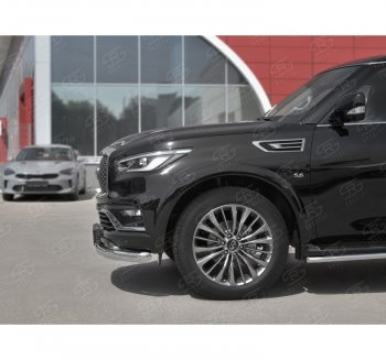 20 649 р. Защита переднего бампера (Ø76 мм, нержавейка) SLITKOFF INFINITI QX80 Z62 2-ой рестайлинг (2018-2024)  с доставкой в г. Москва. Увеличить фотографию 2