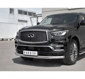 20 649 р. Защита переднего бампера (Ø76 мм, нержавейка) SLITKOFF INFINITI QX80 Z62 2-ой рестайлинг (2018-2024)  с доставкой в г. Москва. Увеличить фотографию 3