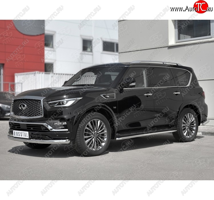 20 649 р. Защита переднего бампера (Ø76 мм, нержавейка) SLITKOFF INFINITI QX80 Z62 2-ой рестайлинг (2018-2024)  с доставкой в г. Москва