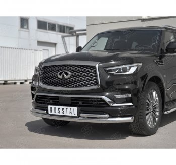 24 999 р. Защита переднего бампера (2 трубы Ø76 и 42 мм, нержавейка) SLITKOFF  INFINITI QX80  Z62 (2018-2024) 2-ой рестайлинг  с доставкой в г. Москва. Увеличить фотографию 3