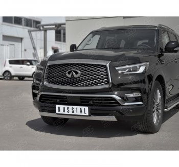 14 999 р. Защита переднего бампера (Ø75х42 мм, нержавейка) Russtal INFINITI QX80 Z62 2-ой рестайлинг (2018-2024)  с доставкой в г. Москва. Увеличить фотографию 3