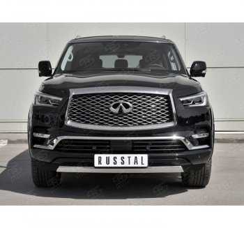 14 999 р. Защита переднего бампера (Ø75х42 мм, нержавейка) Russtal INFINITI QX80 Z62 2-ой рестайлинг (2018-2024)  с доставкой в г. Москва. Увеличить фотографию 4