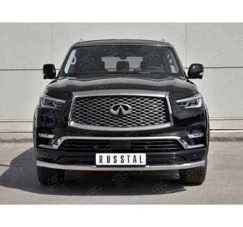 19 999 р. Защита переднего бампера (Ø63 мм, нержавейка) SLITKOFF INFINITI QX80 Z62 2-ой рестайлинг (2018-2024)  с доставкой в г. Москва. Увеличить фотографию 3