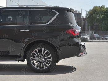 15 999 р. Защита заднего бампера (Ø75х42 мм, нержавейка) Russtal INFINITI QX80 Z62 2-ой рестайлинг (2018-2024)  с доставкой в г. Москва. Увеличить фотографию 3