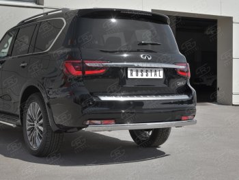 15 999 р. Защита заднего бампера (Ø75х42 мм, нержавейка) Russtal INFINITI QX80 Z62 2-ой рестайлинг (2018-2024)  с доставкой в г. Москва. Увеличить фотографию 4