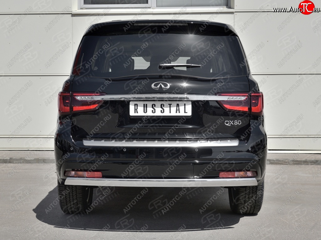 15 999 р. Защита заднего бампера (Ø75х42 мм, нержавейка) Russtal INFINITI QX80 Z62 2-ой рестайлинг (2018-2024)  с доставкой в г. Москва