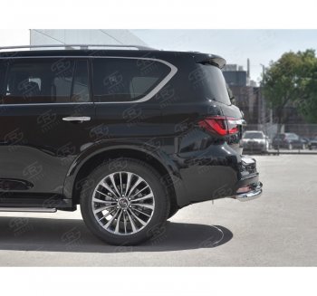 23 899 р. Защита заднего бампера (2 трубы Ø76 и 42 мм, нержавейка) SLITKOFF INFINITI QX80 Z62 2-ой рестайлинг (2018-2024)  с доставкой в г. Москва. Увеличить фотографию 2