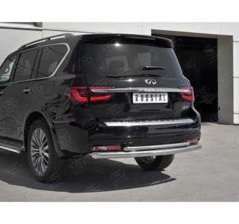 23 899 р. Защита заднего бампера (2 трубы Ø76 и 42 мм, нержавейка) SLITKOFF INFINITI QX80 Z62 2-ой рестайлинг (2018-2024)  с доставкой в г. Москва. Увеличить фотографию 3