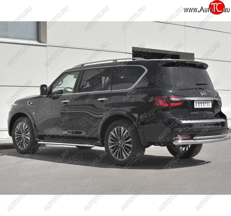 23 899 р. Защита заднего бампера (2 трубы Ø76 и 42 мм, нержавейка) SLITKOFF INFINITI QX80 Z62 2-ой рестайлинг (2018-2024)  с доставкой в г. Москва