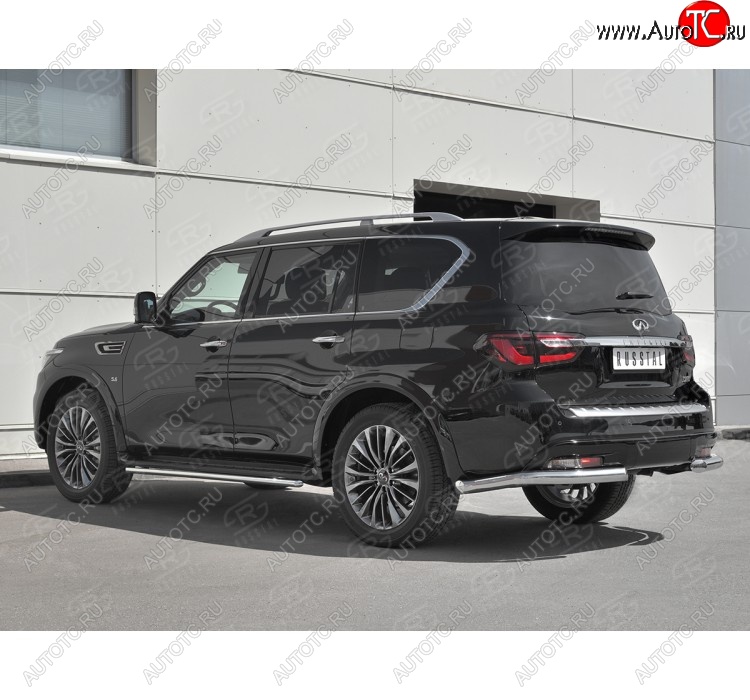 18 699 р. Защита заднего бампера (Ø76 мм уголки, нержавейка) SLITKOFF  INFINITI QX80  Z62 (2018-2024) 2-ой рестайлинг  с доставкой в г. Москва