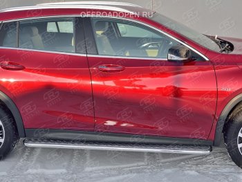 25 849 р. Порожки для ног (труба Ø42) SLITKOFF INFINITI QX30 H15E (2016-2020) (Вариант 2 (лист алюм, проф.сталь))  с доставкой в г. Москва. Увеличить фотографию 2