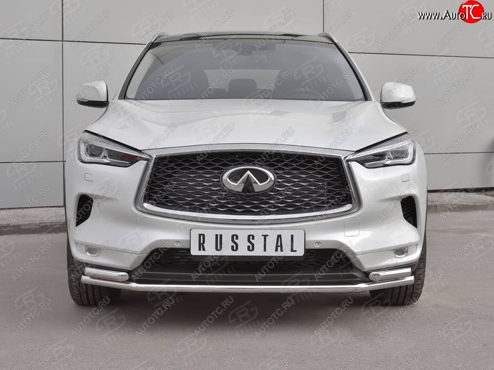 20 949 р. Защита переднего бампера (2 трубы Ø42 мм, нержавейка) SLITKOFF INFINITI Qx50 J55 (2017-2022)  с доставкой в г. Москва