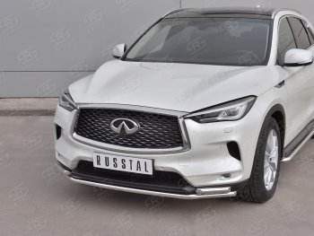 20 949 р. Защита переднего бампера (2 трубы Ø42 мм, нержавейка) SLITKOFF INFINITI Qx50 J55 (2017-2022)  с доставкой в г. Москва. Увеличить фотографию 2