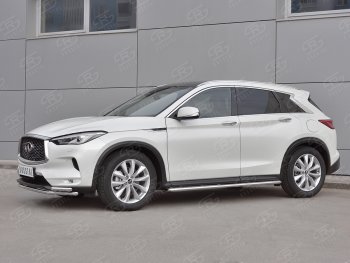 20 949 р. Защита переднего бампера (2 трубы Ø42 мм, нержавейка) SLITKOFF INFINITI Qx50 J55 (2017-2022)  с доставкой в г. Москва. Увеличить фотографию 3