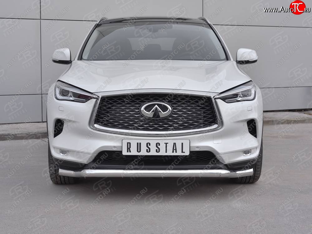 23 999 р. Защита переднего бампера SLITKOFF (Ø63 мм волна, нержавейка) INFINITI Qx50 J55 (2017-2022)  с доставкой в г. Москва