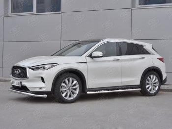 23 999 р. Защита переднего бампера SLITKOFF (Ø63 мм волна, нержавейка) INFINITI Qx50 J55 (2017-2022)  с доставкой в г. Москва. Увеличить фотографию 3