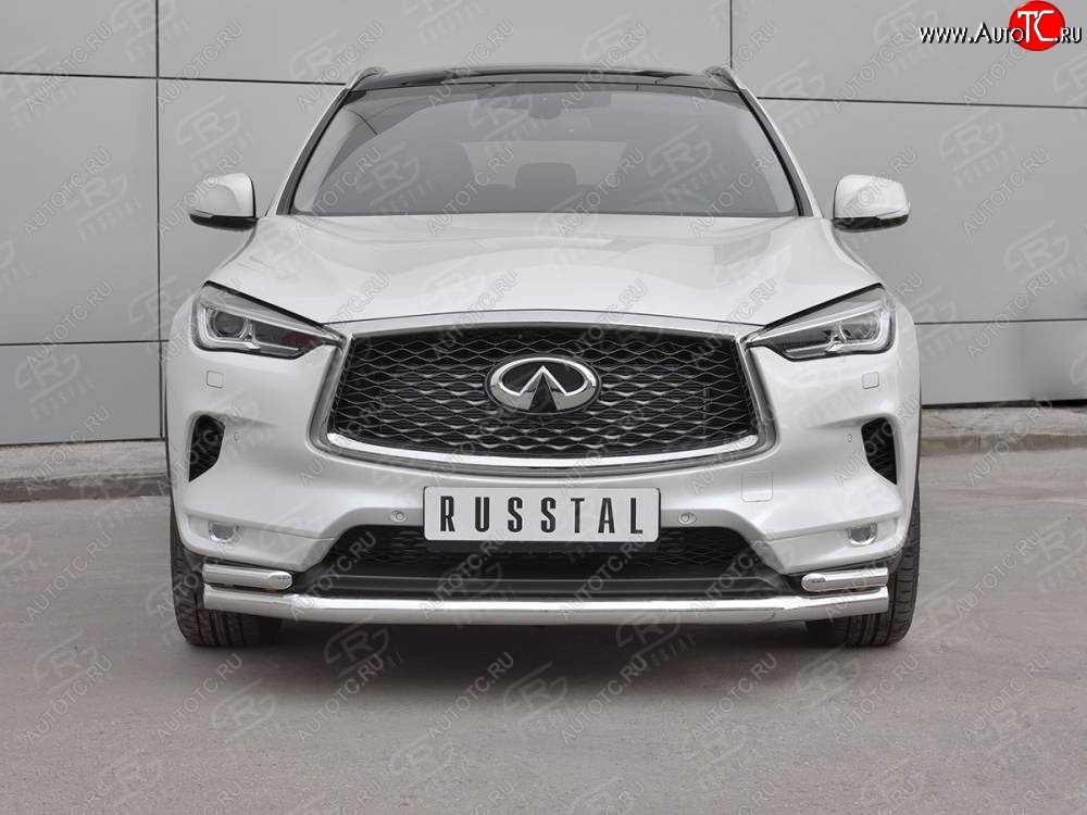 23 999 р. Защита переднего бампера (2 трубы Ø63 и 42 мм, нержавейка) SLITKOFF INFINITI Qx50 J55 (2017-2022)  с доставкой в г. Москва