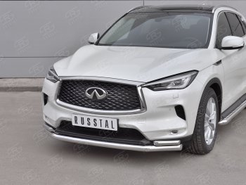 23 999 р. Защита переднего бампера (2 трубы Ø63 и 42 мм, нержавейка) SLITKOFF INFINITI Qx50 J55 (2017-2022)  с доставкой в г. Москва. Увеличить фотографию 2