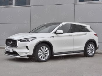 23 999 р. Защита переднего бампера (2 трубы Ø63 и 42 мм, нержавейка) SLITKOFF INFINITI Qx50 J55 (2017-2022)  с доставкой в г. Москва. Увеличить фотографию 3