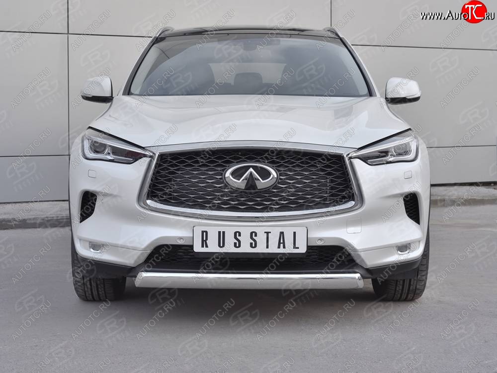 15 649 р. Защита переднего бампера (Ø75х42 дуга, нержавейка) Russtal INFINITI Qx50 J55 (2017-2022)  с доставкой в г. Москва