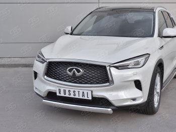 15 649 р. Защита переднего бампера (Ø75х42 дуга, нержавейка) Russtal INFINITI Qx50 J55 (2017-2022)  с доставкой в г. Москва. Увеличить фотографию 2