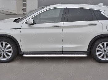 35 999 р. Порожки для ног SLITKOFF (Ø63 мм) INFINITI Qx50 J55 (2017-2022) (Лист алюминиевый, труба - нержавейка)  с доставкой в г. Москва. Увеличить фотографию 2