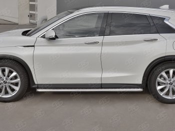 24 649 р. Порожки для ног SLITKOFF (Ø42 мм)  INFINITI Qx50  J55 (2017-2022) (Лист алюминиевый, труба - нержавейка)  с доставкой в г. Москва. Увеличить фотографию 2