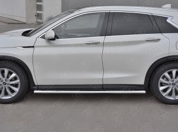 30 649 р. Защита порогов (Ø120x60 мм с проступью, нержавейка) Russtal INFINITI Qx50 J55 (2017-2022)  с доставкой в г. Москва. Увеличить фотографию 3