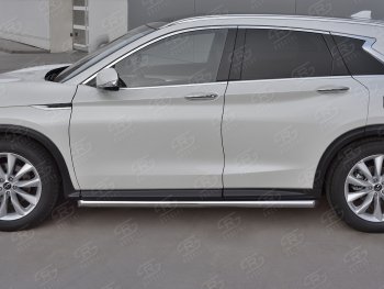 19 999 р. Защита порогов (Ø63 мм, нержавейка) SLITKOFF  INFINITI Qx50  J55 (2017-2022) (Металлические торцы под 45°)  с доставкой в г. Москва. Увеличить фотографию 3