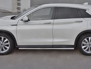 18 799 р. Защита порогов (Ø63 мм, нержавейка) SLITKOFF  INFINITI Qx50  J55 (2017-2022) (С пластиковыми заглушками на торцах)  с доставкой в г. Москва. Увеличить фотографию 3