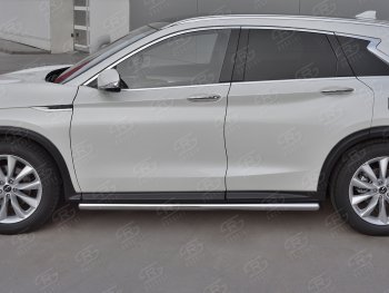 19 999 р. Защита порогов (Ø63 мм, нержавейка) SLITKOFF  INFINITI Qx50  J55 (2017-2022) (Металлические торцы под 90°)  с доставкой в г. Москва. Увеличить фотографию 3