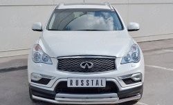 Защита переднего бампера (2 трубыØ63 и 42 мм, нержавейка) SLITKOFF INFINITI Qx50 J50 дорестайлинг (2013-2016)