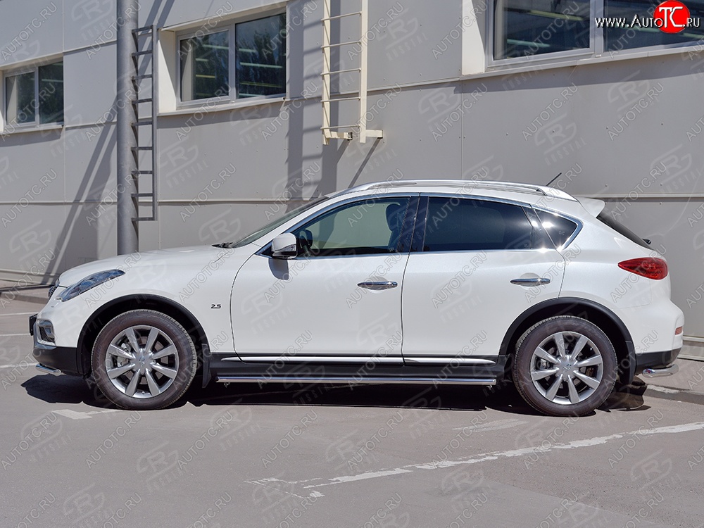 17 299 р. Защита порогов из круглой трубы диаметром 42 мм (рестайлинг) SLITKOFF  INFINITI Qx50  J50 (2013-2016) дорестайлинг  с доставкой в г. Москва